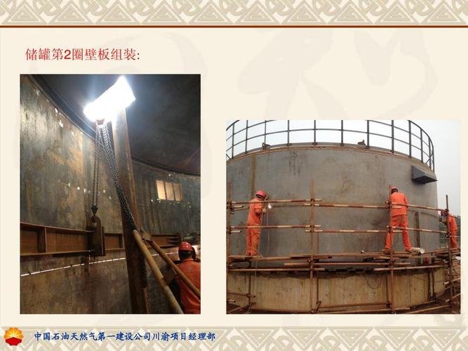 工程储罐施工全过程演示 储罐第2圈壁板组装: 中国石油天然气第一建设
